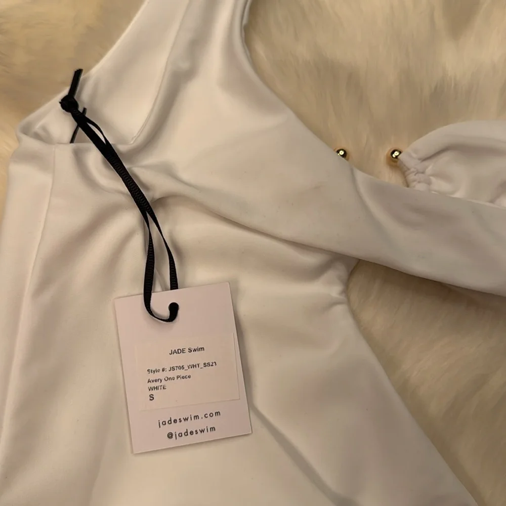 Jade Swim NWT Avery One-Shoulder Asymmetric One Piece Swimsuit White Small - Picture 4 of 9